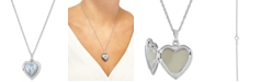 Macy's Mother-of-Pearl Cross Heart Locket 18" Pendant Necklace in Sterling Silver